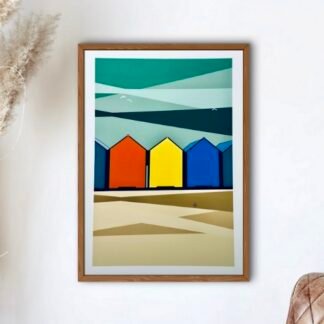 WHITBY North Yorkshire BEACH HUTS Poster Wall Art