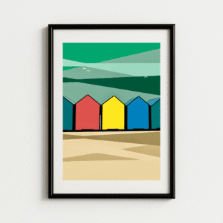 Whitby Beach Huts Art Print