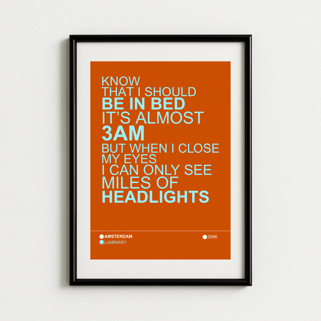 Amsterdam Lyrics Art Print – Luminary