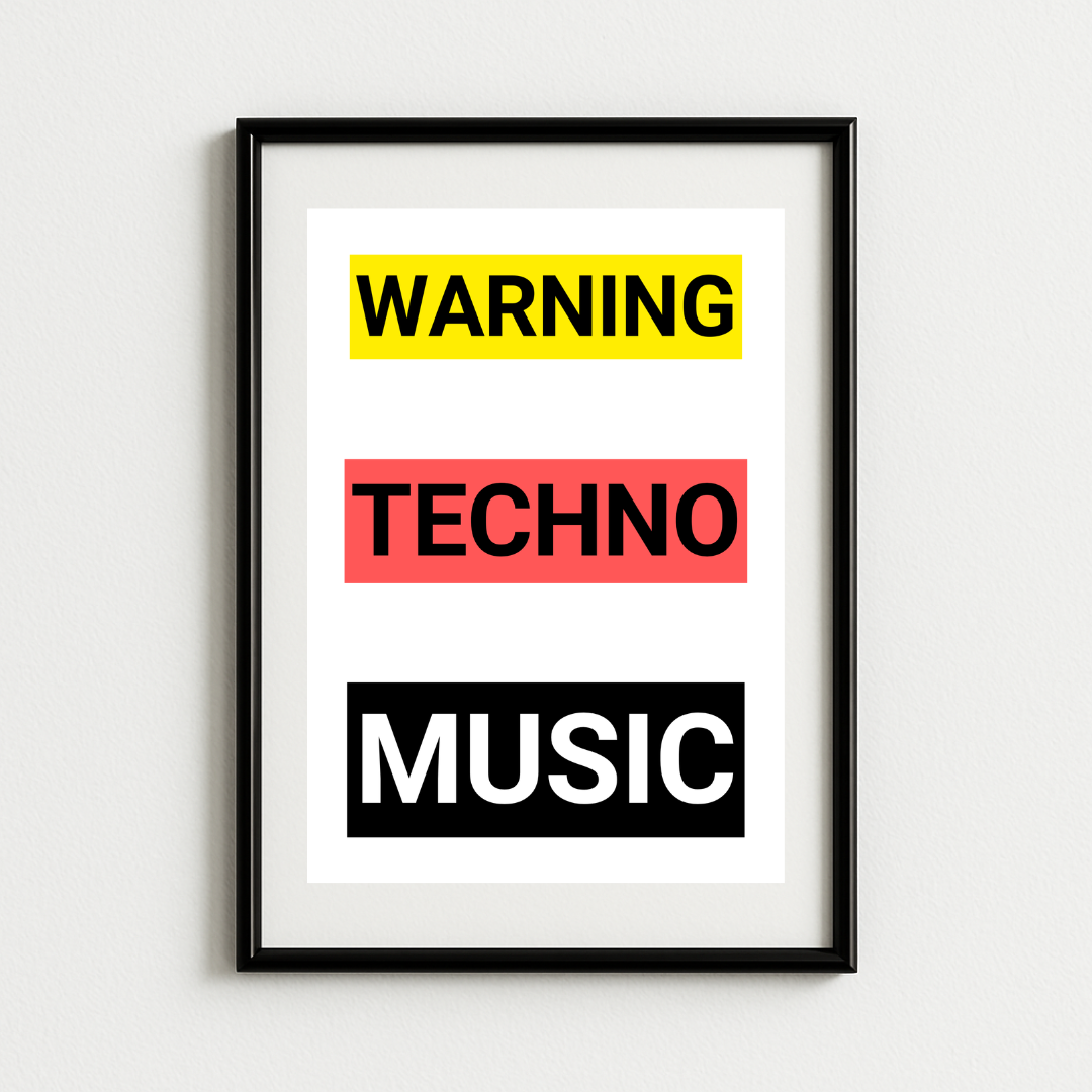 Warning Techno Music Art Print